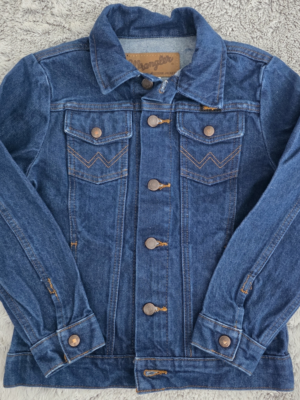 Wrangler Kid's Unisex Medium Wash Size Medium Adjustable Sides Denim Jacket